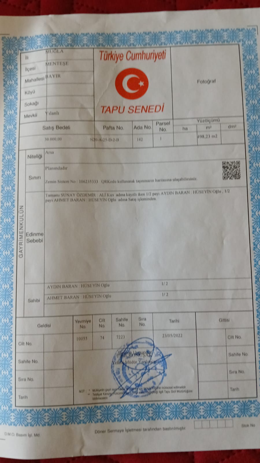 MUĞLA BAYIRDA İMARLI, İKİZ VİLLA İNŞAAT RUHSATI ALINMIŞ MÜSTAKİL 498M2 SATILIK ARSA